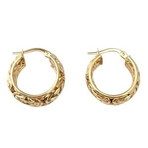 14K Yellow Gold Turkish Hoop Earrings #21699